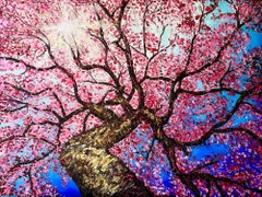 Cherry Blossom Dream, Original Tree Art, Skyscape Painting, Springtime Painting