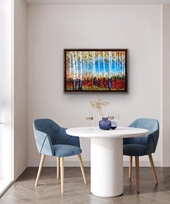 Forest of Dreams, Tree Art, Contemporary Gold Nature Painting, Warm Art, Crisp