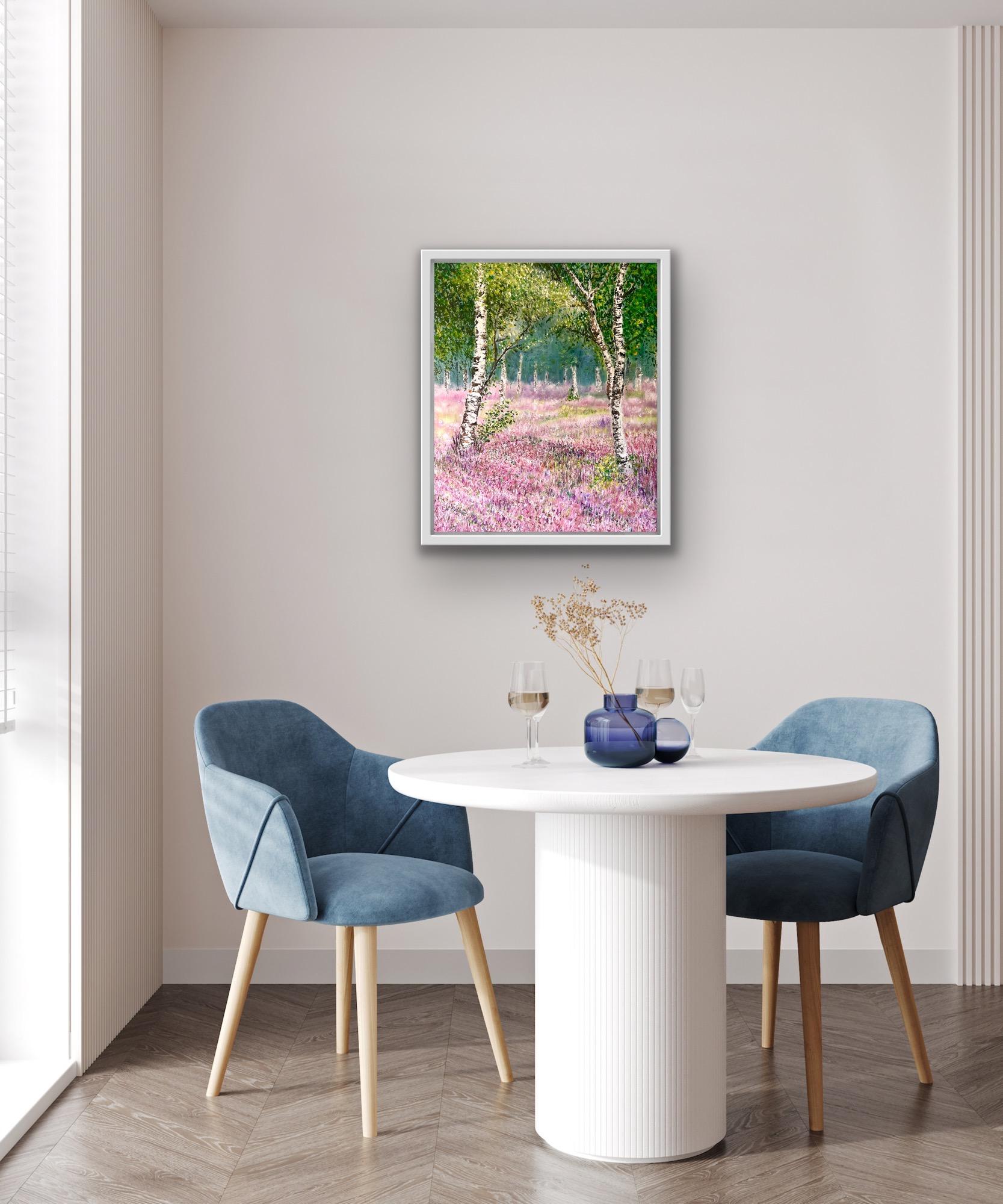 Heather Bloom, Pittura in stile impressionista, Opera d'arte paesaggistica, Albero d'arte - Painting di Sophia Chalklen 