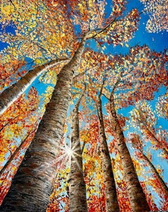 Natures Light, Tree Art, Woodland Forest Paintings, Floral Artwork, Sunny Art