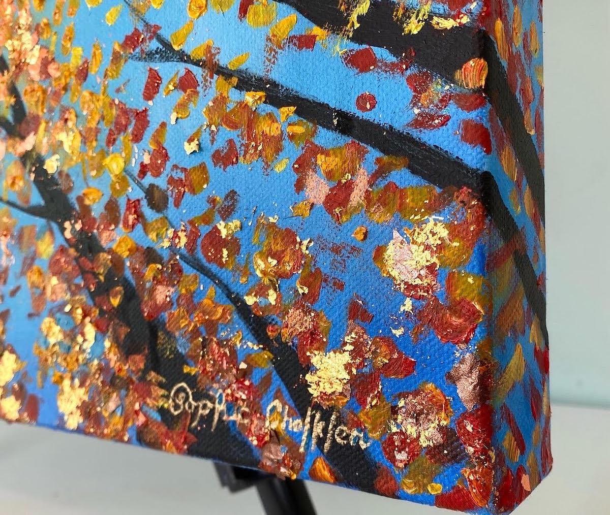 Reach For the Light von Sophia Chalklen [2022]
original und hängen vom Künstler signiert 

Öl auf Leinwand mit 24-karätigem Blattgold, Kupfer und Bronze verziert.

Bildgröße: H:51 cm x B:61 cm

Gesamtgröße des ungerahmten Werks: H:51 cm x B:61 cm x