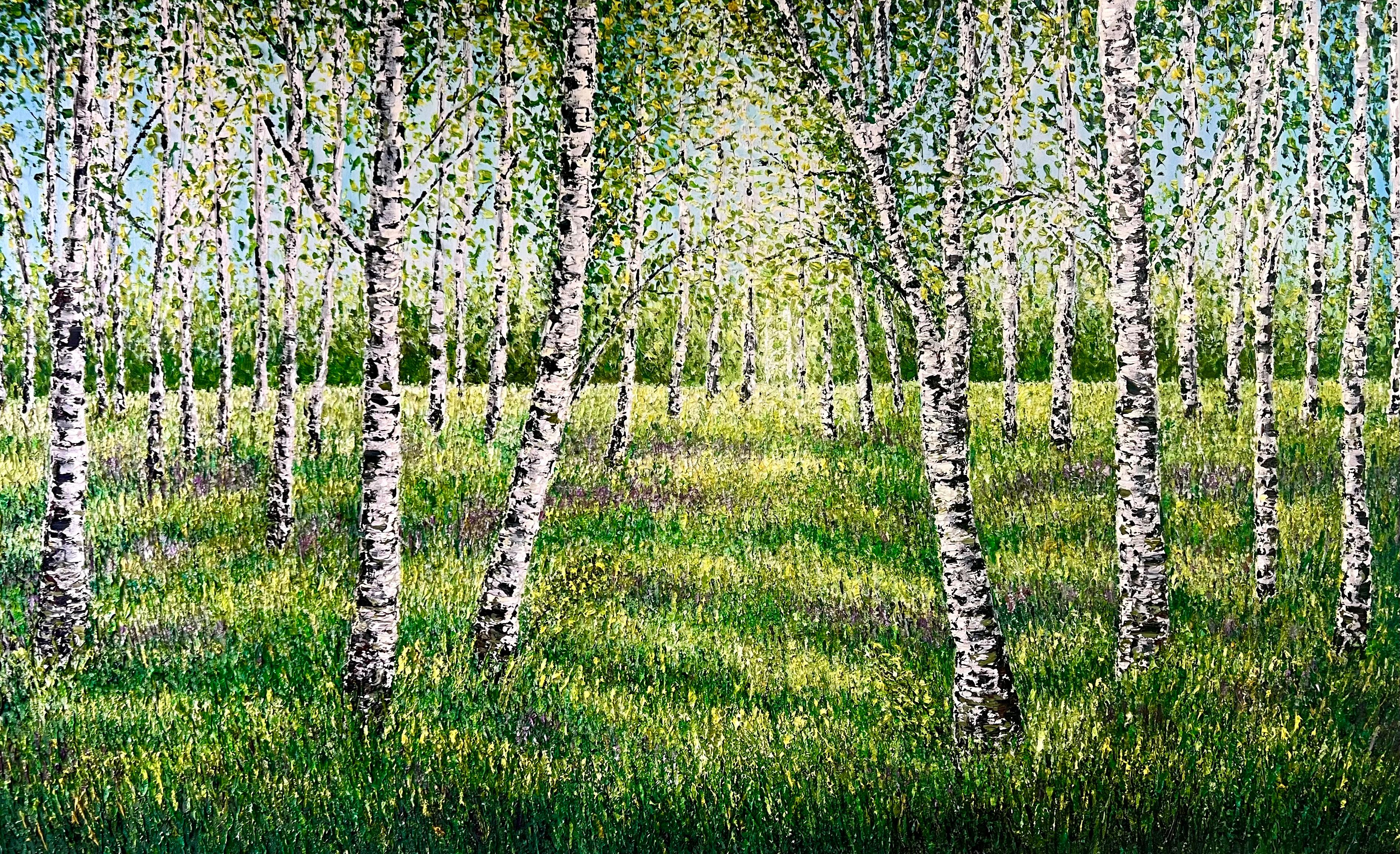 Sérénade d'ombres, peinture originale, paysage, nature, art contemporain