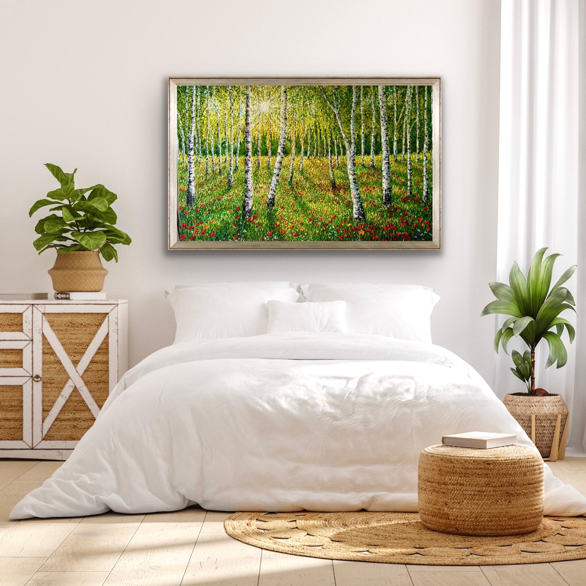 Resplandor del bosque, pintura original, paisaje, contemporáneo - Painting Contemporáneo de Sophia Chalklen 