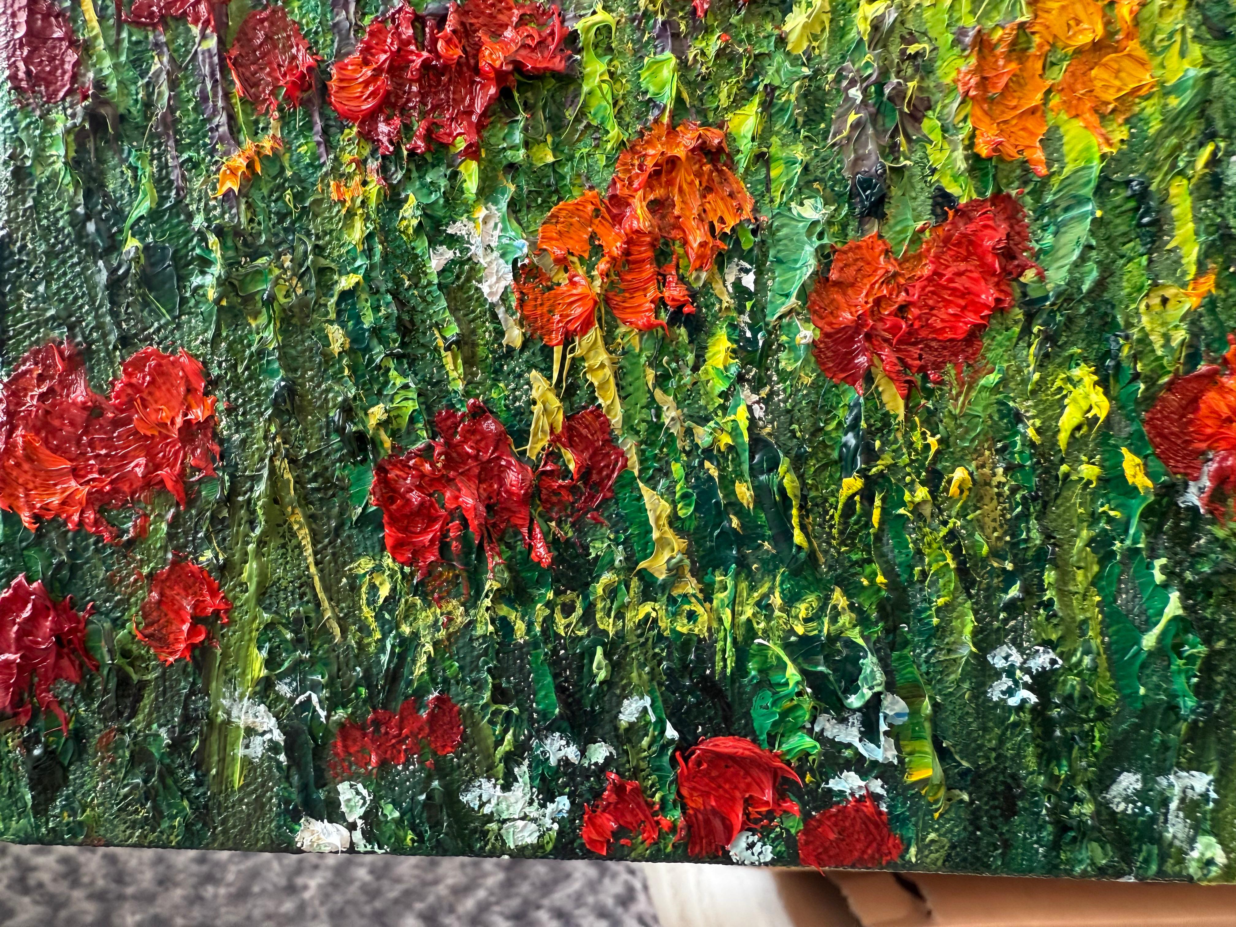 Resplandor del bosque, pintura original, paisaje, contemporáneo - Landscape Painting Marrón de Sophia Chalklen 