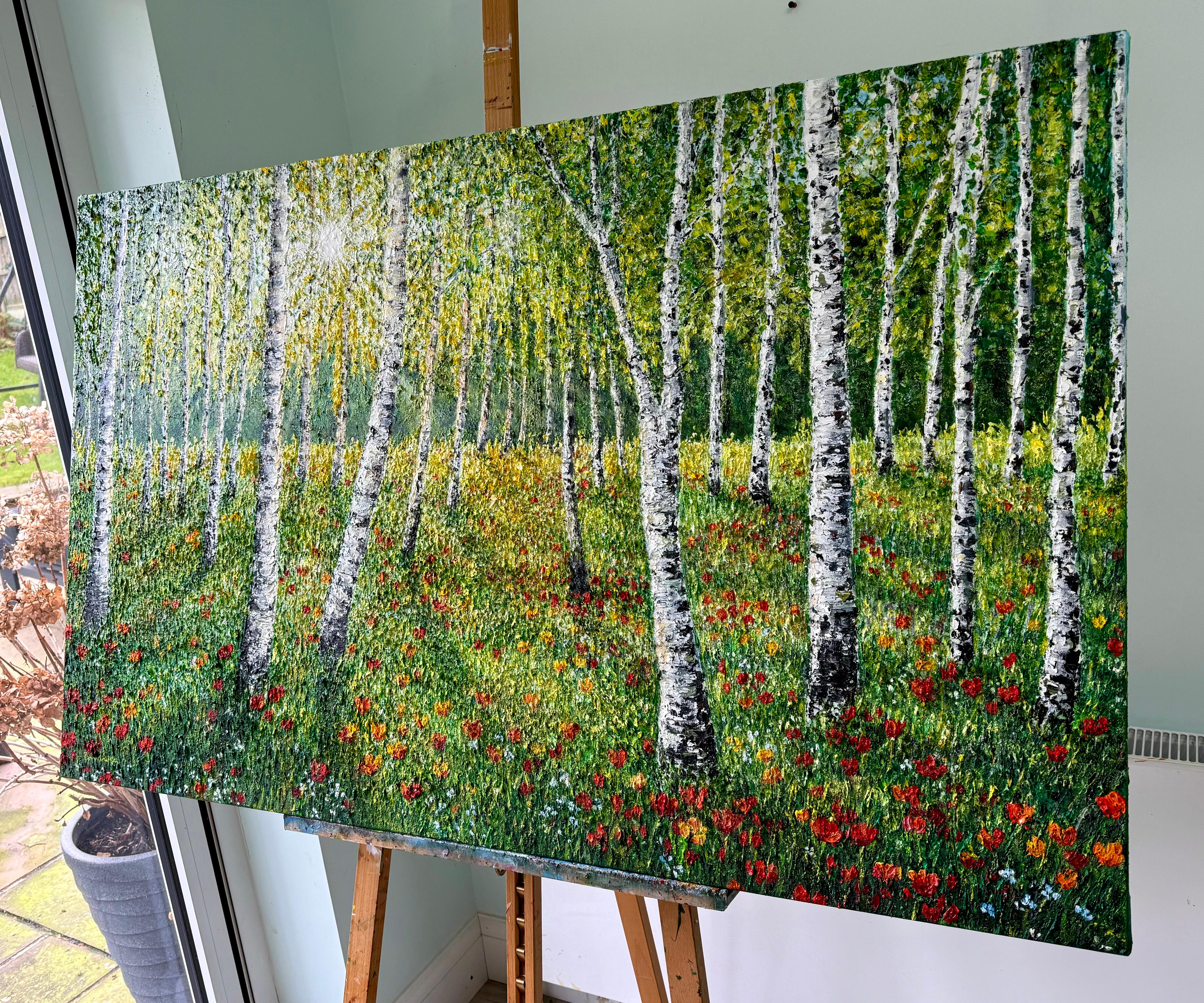 Resplandor del bosque, pintura original, paisaje, contemporáneo en venta 1