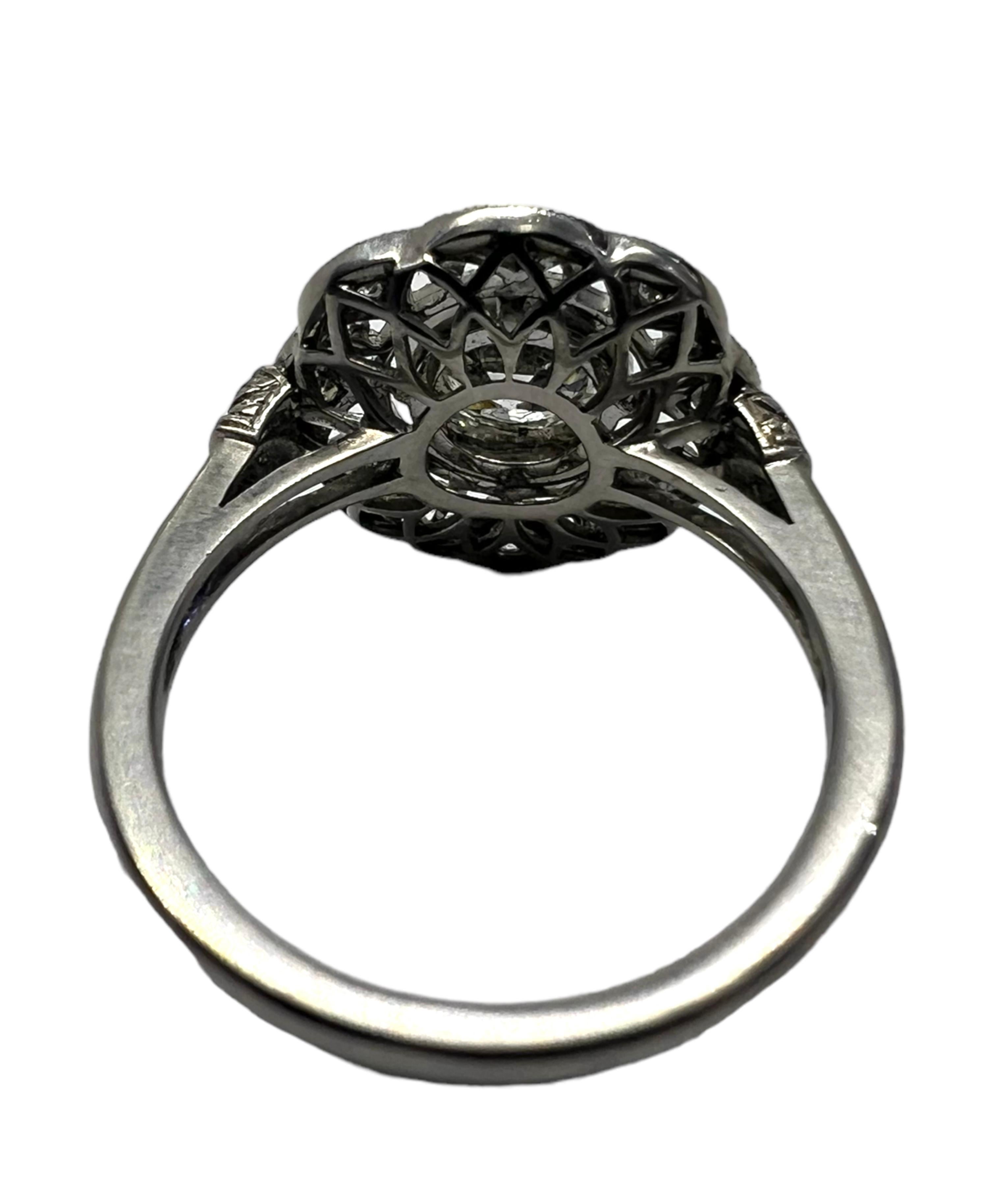 Round Cut Sophia D. 0.88 Carat Diamond Art Deco Ring For Sale
