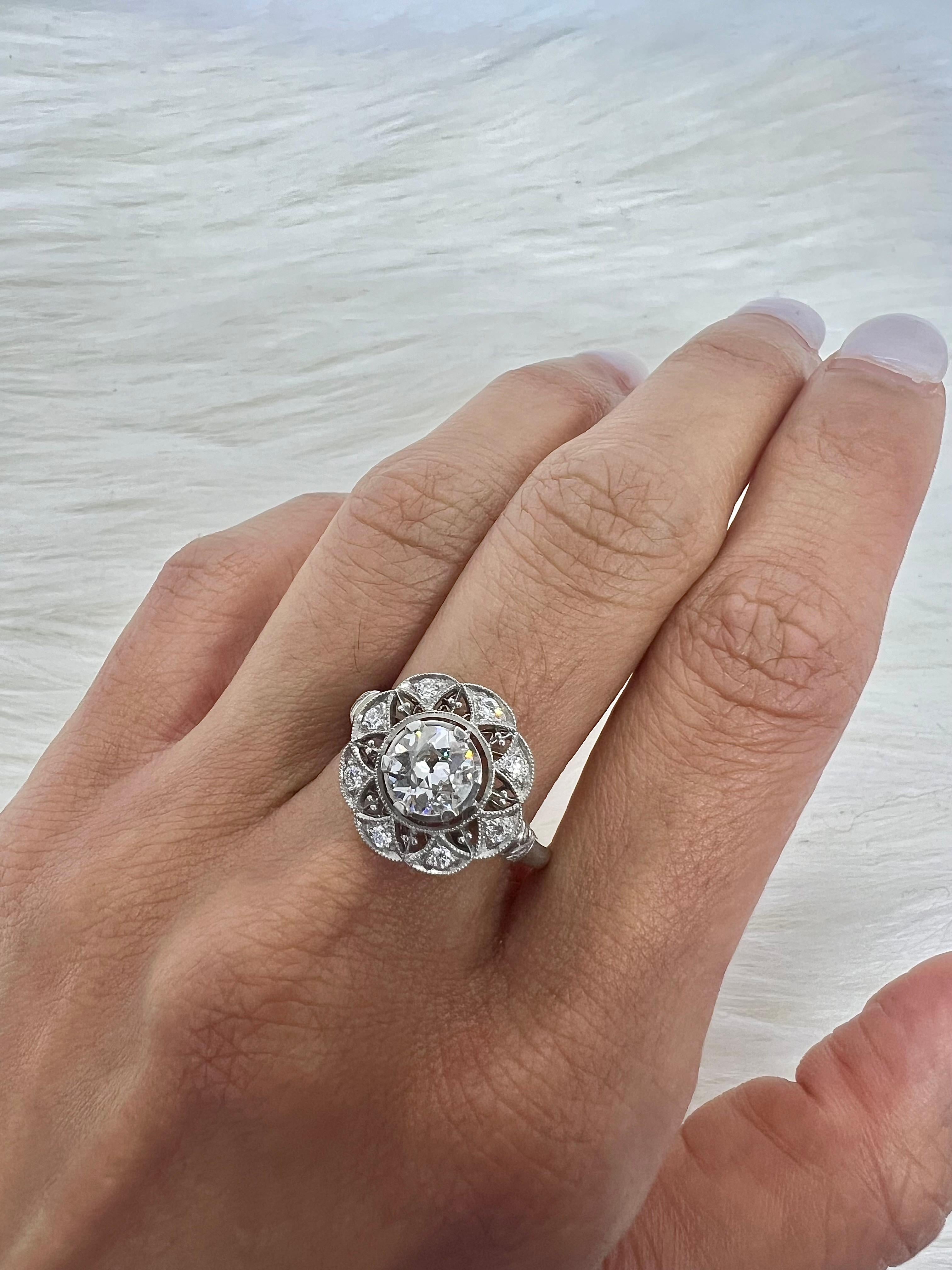 Women's or Men's Sophia D. 0.88 Carat Diamond Art Deco Ring For Sale