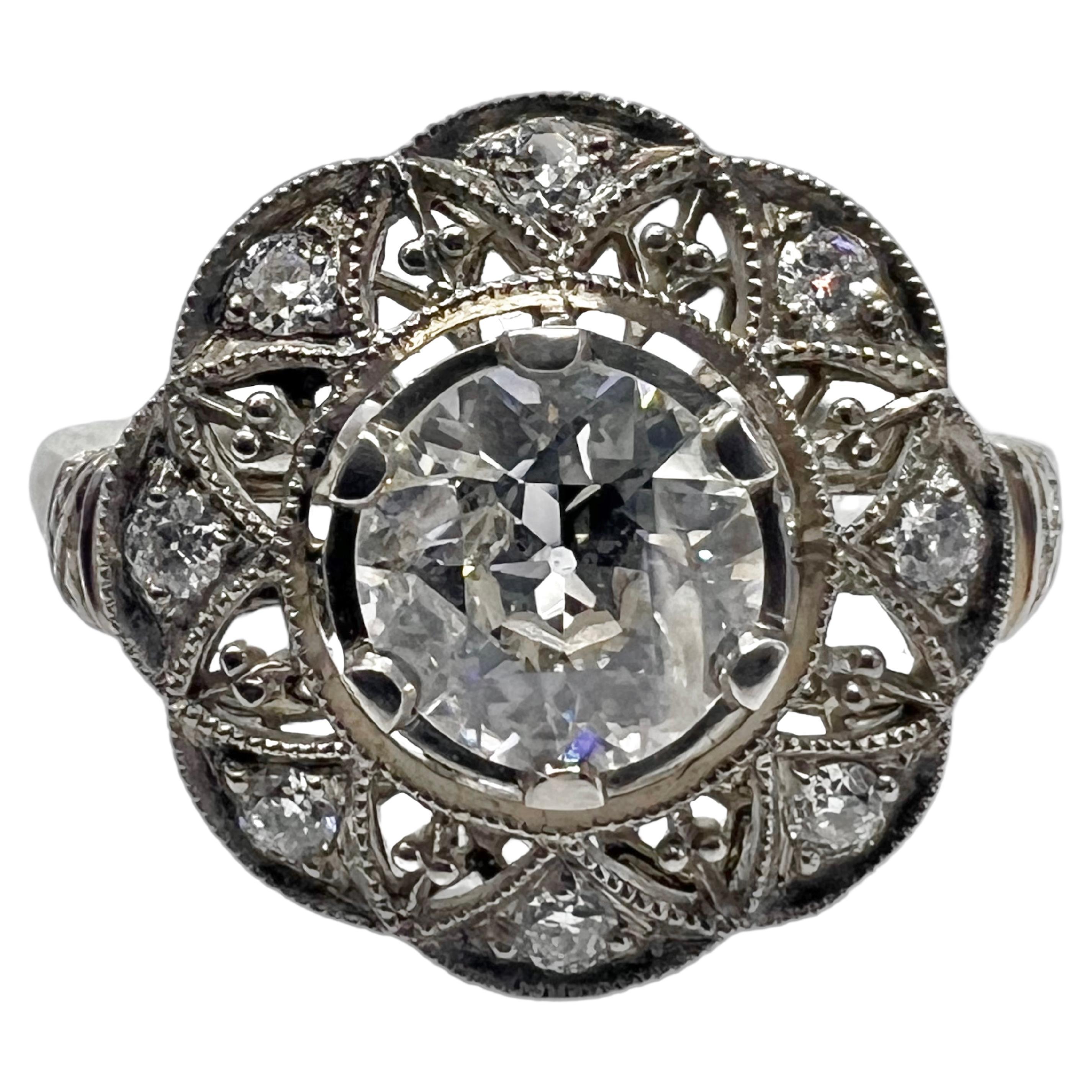 Sophia D. 0.88 Carat Diamond Art Deco Ring For Sale