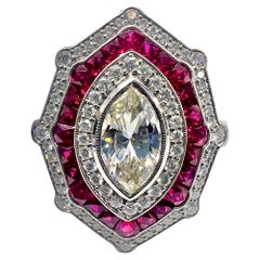 Sophia D. 1.01 Marquise Diamond & Ruby Art Deco Ring