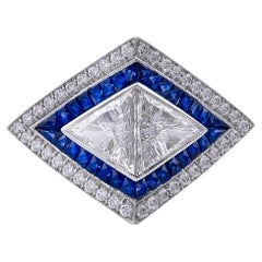 Sophia D. 1.07 Carat Diamond and Blue Sapphire Art Deco Ring