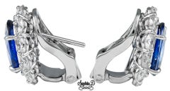 Sophia D. 10.74 Carat Blue Sapphire and Diamond Earrings