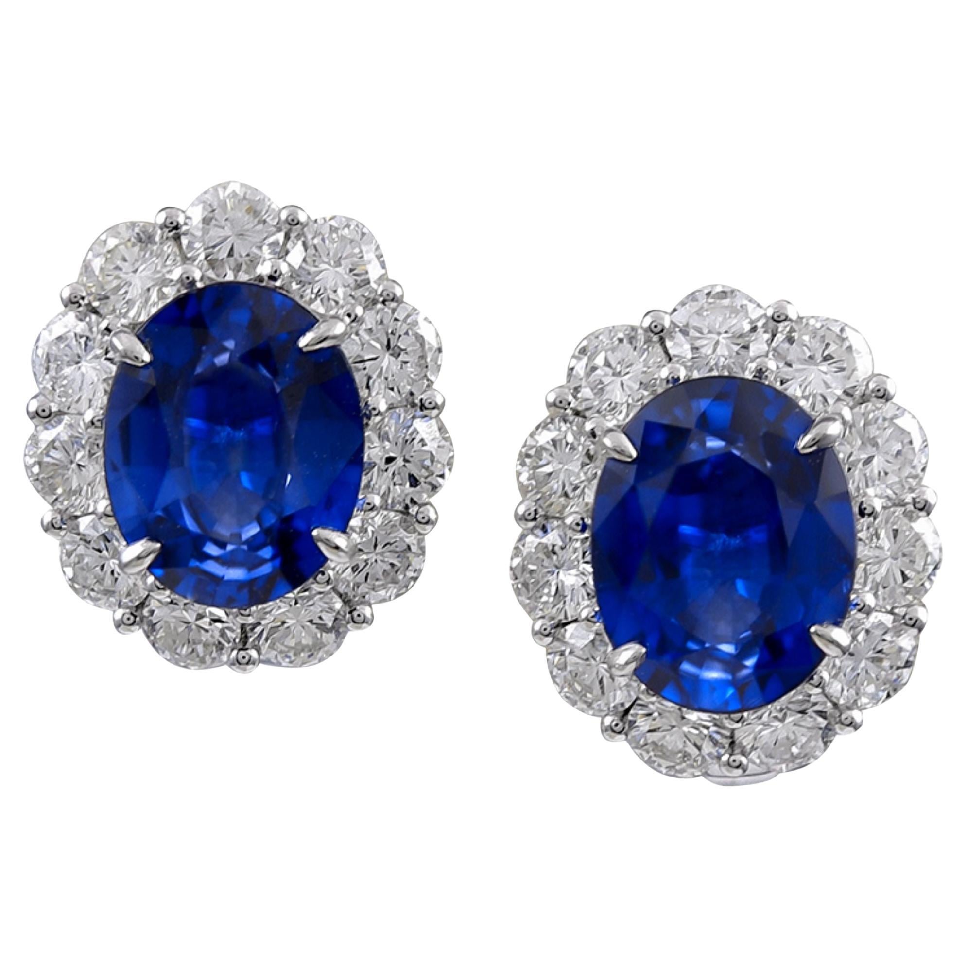 Sophia D. 10.74 Carat Blue Sapphire and Diamond Earrings