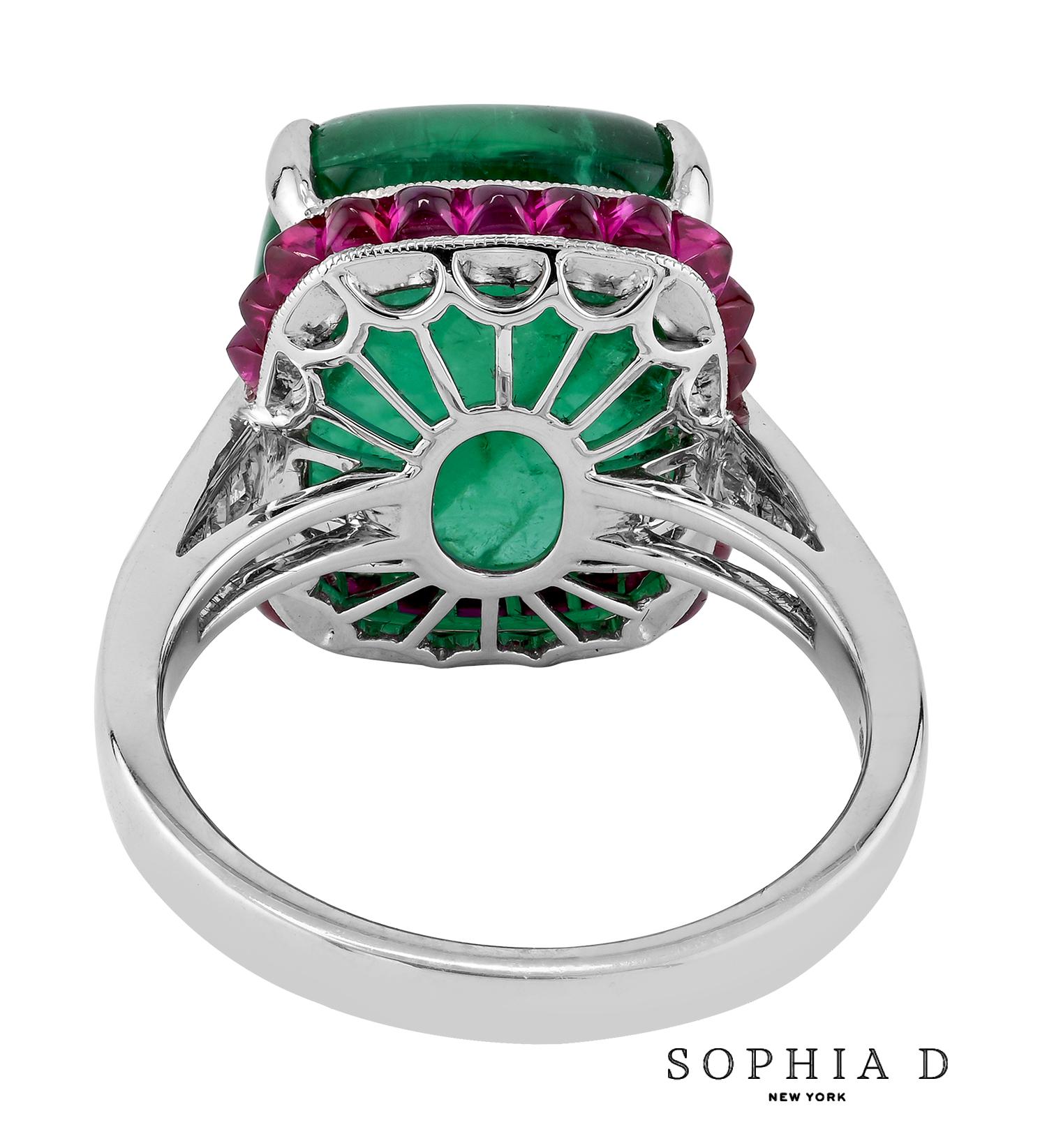 Sophia D. 10,94 Smaragd-Cabochon-Ring im Zustand „Neu“ im Angebot in New York, NY