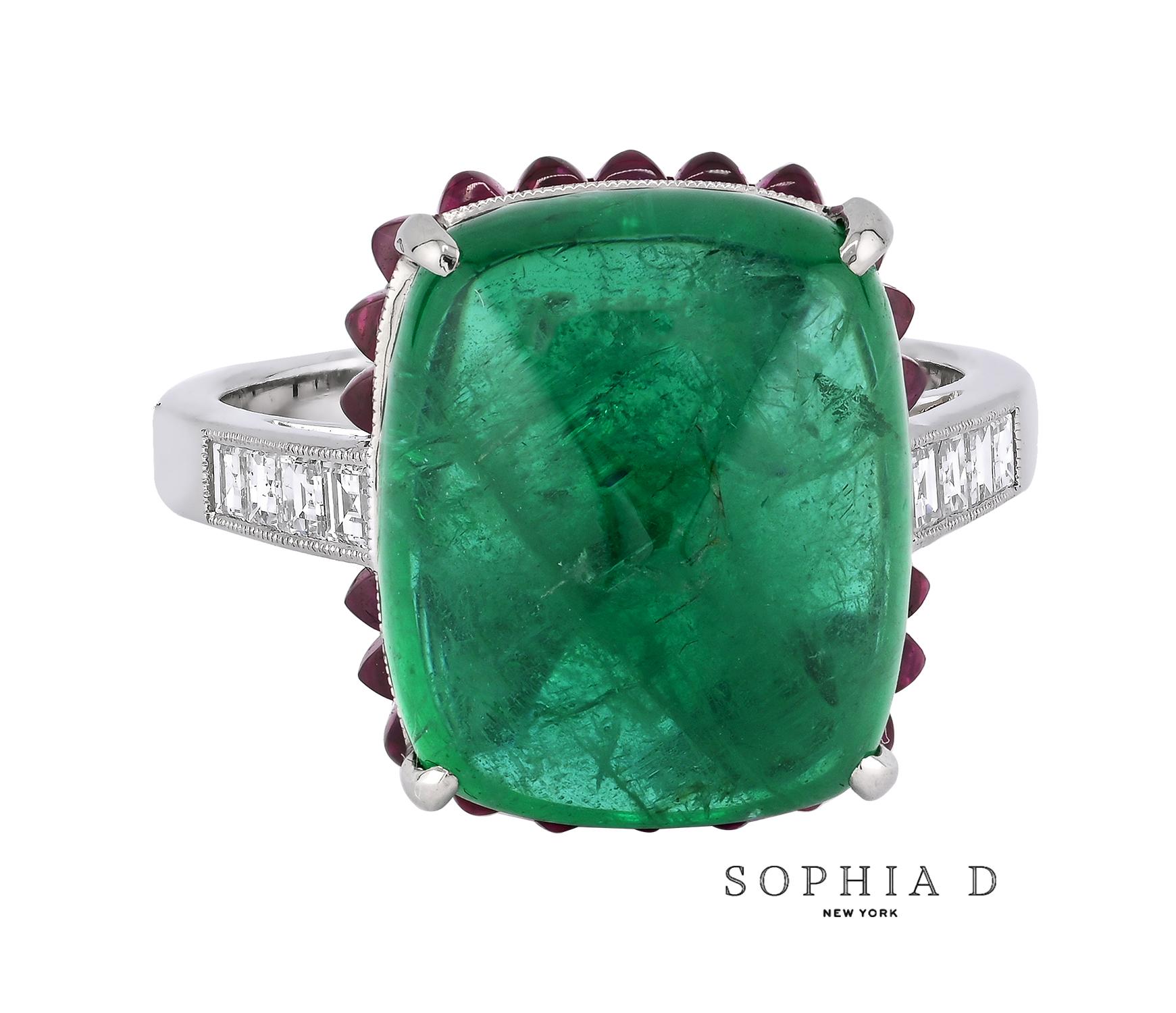 Sophia D. 10,94 Smaragd-Cabochon-Ring für Damen oder Herren im Angebot