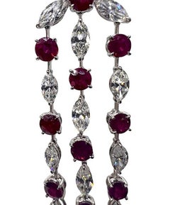 Sophia D. 11.61 Carat Ruby and 17.01 Carat Diamond Platinum Earrings