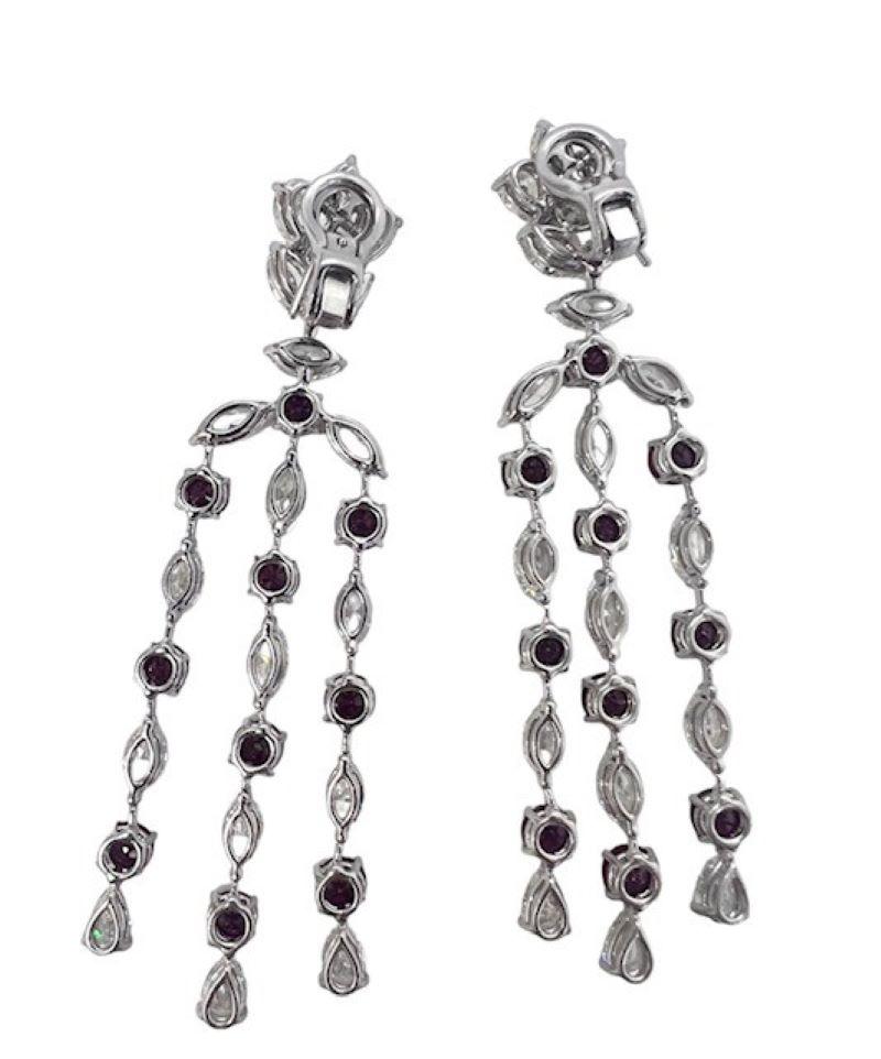 Art déco Sophia D. Boucles d'oreilles en platine avec rubis de 11,61 carats et diamants de 17,01 carats en vente