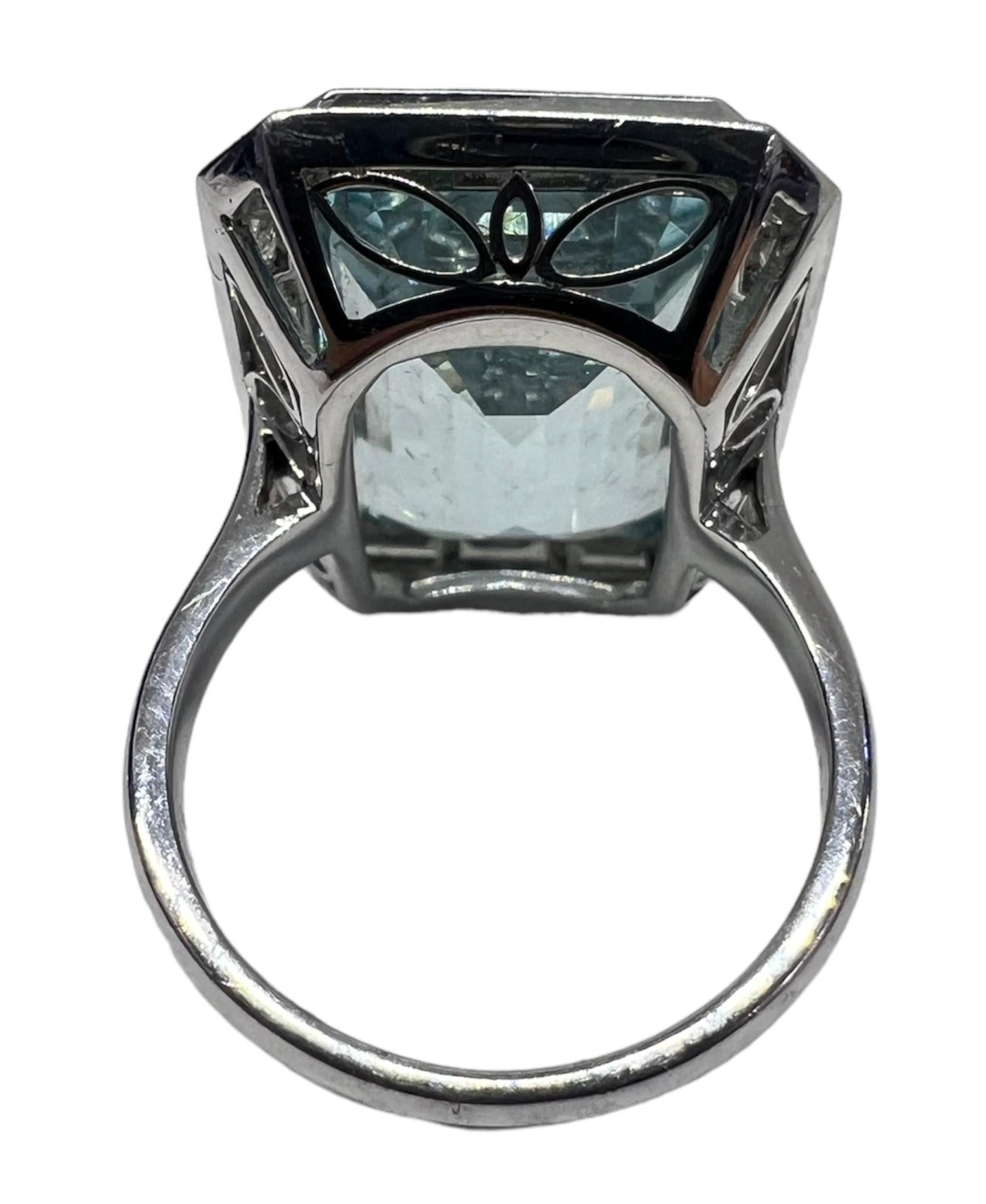 Art Deco Sophia D. 14.14 Carat Aquamarine Ring For Sale
