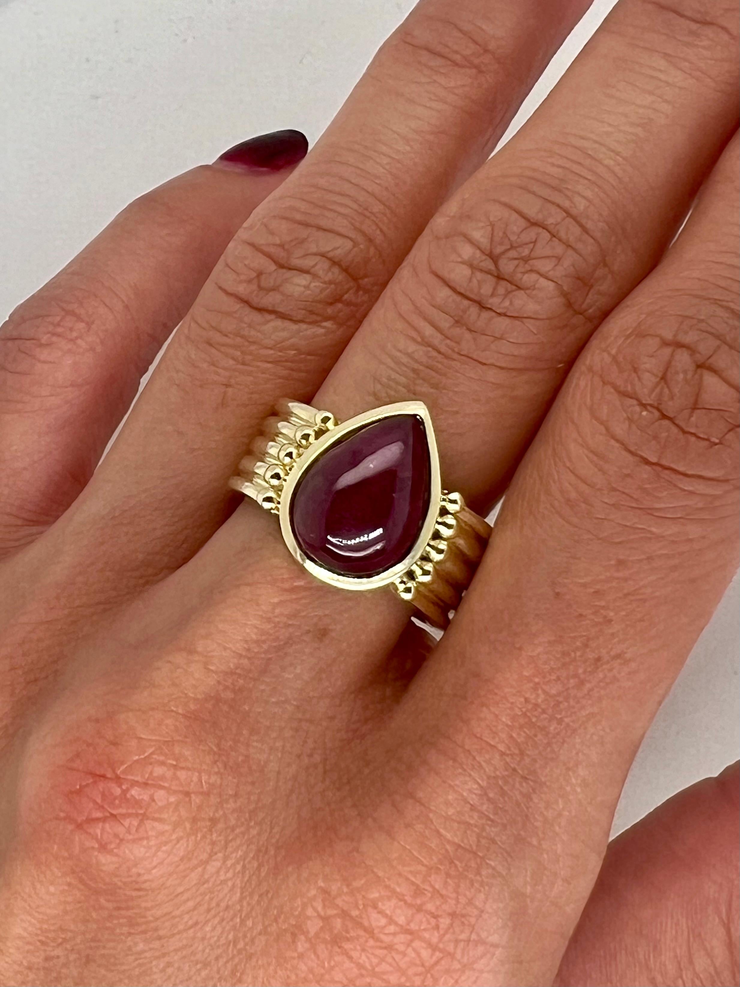 Women's or Men's Sophia D. 14K Ruby Cabochon Ring For Sale