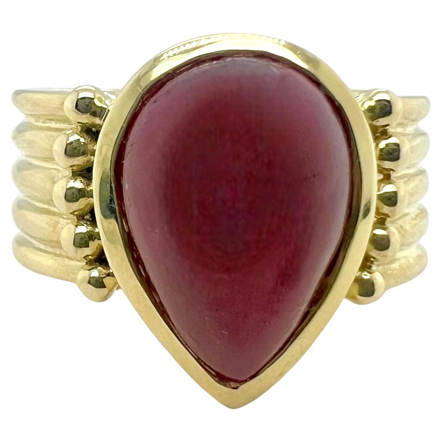 Sophia D. 14K Ruby Cabochon Ring For Sale