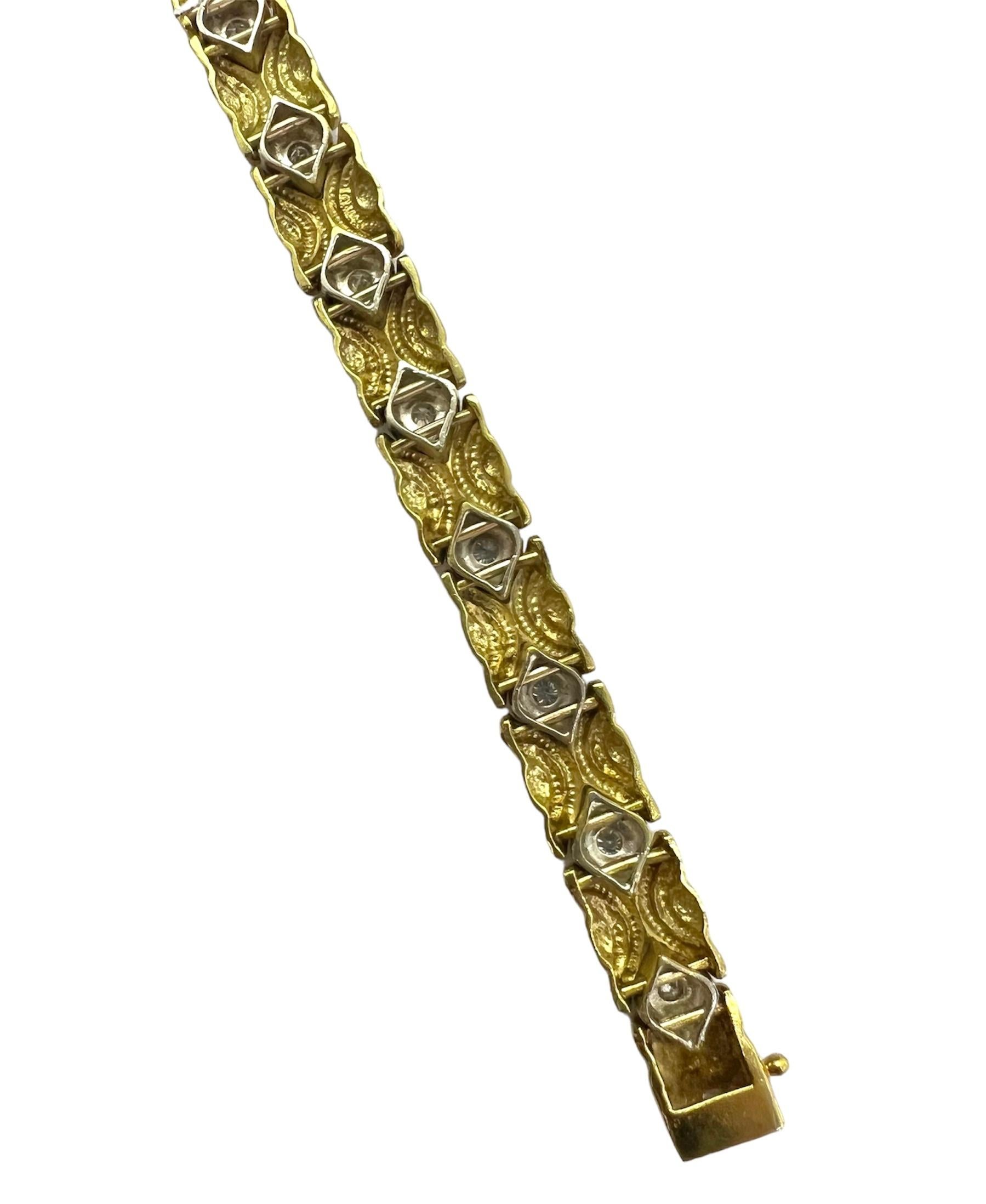 Art déco Sophia D. Bracelet en or jaune 14 carats avec diamants en vente
