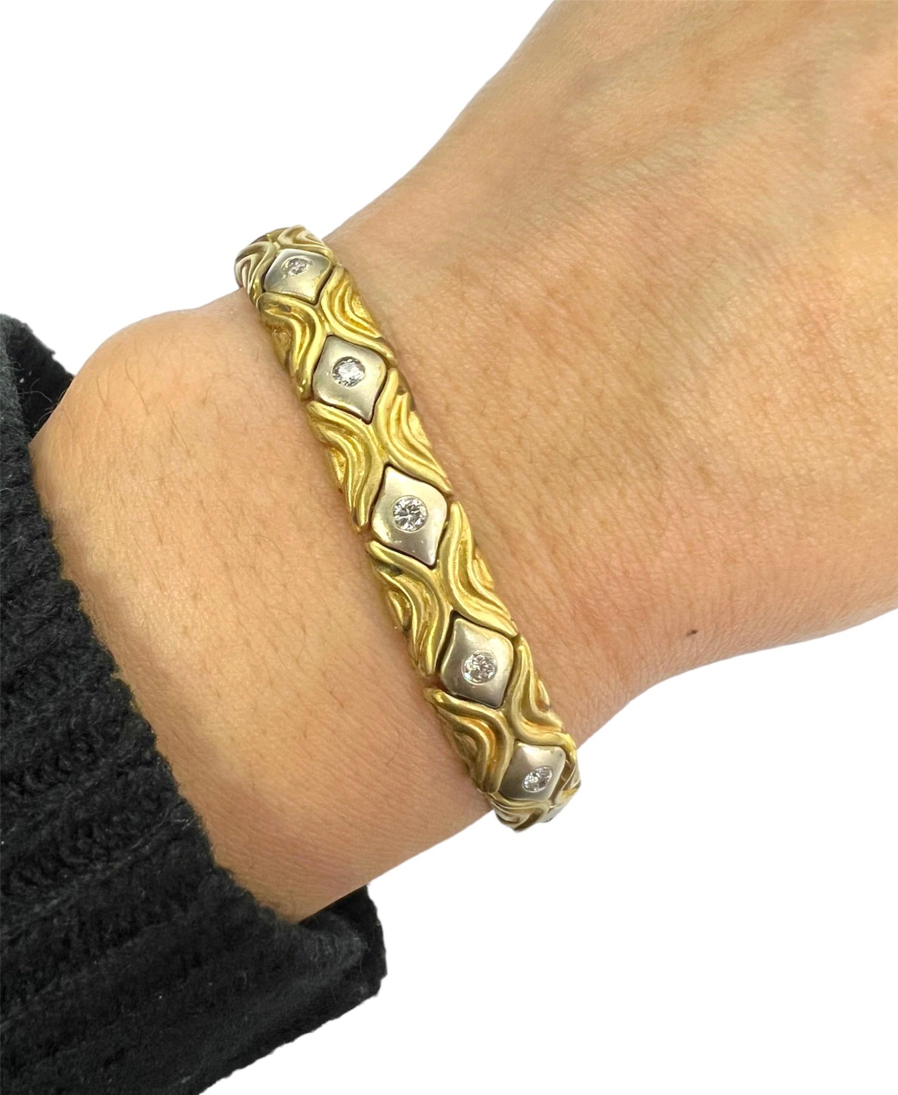 Taille ronde Sophia D. Bracelet en or jaune 14 carats avec diamants en vente