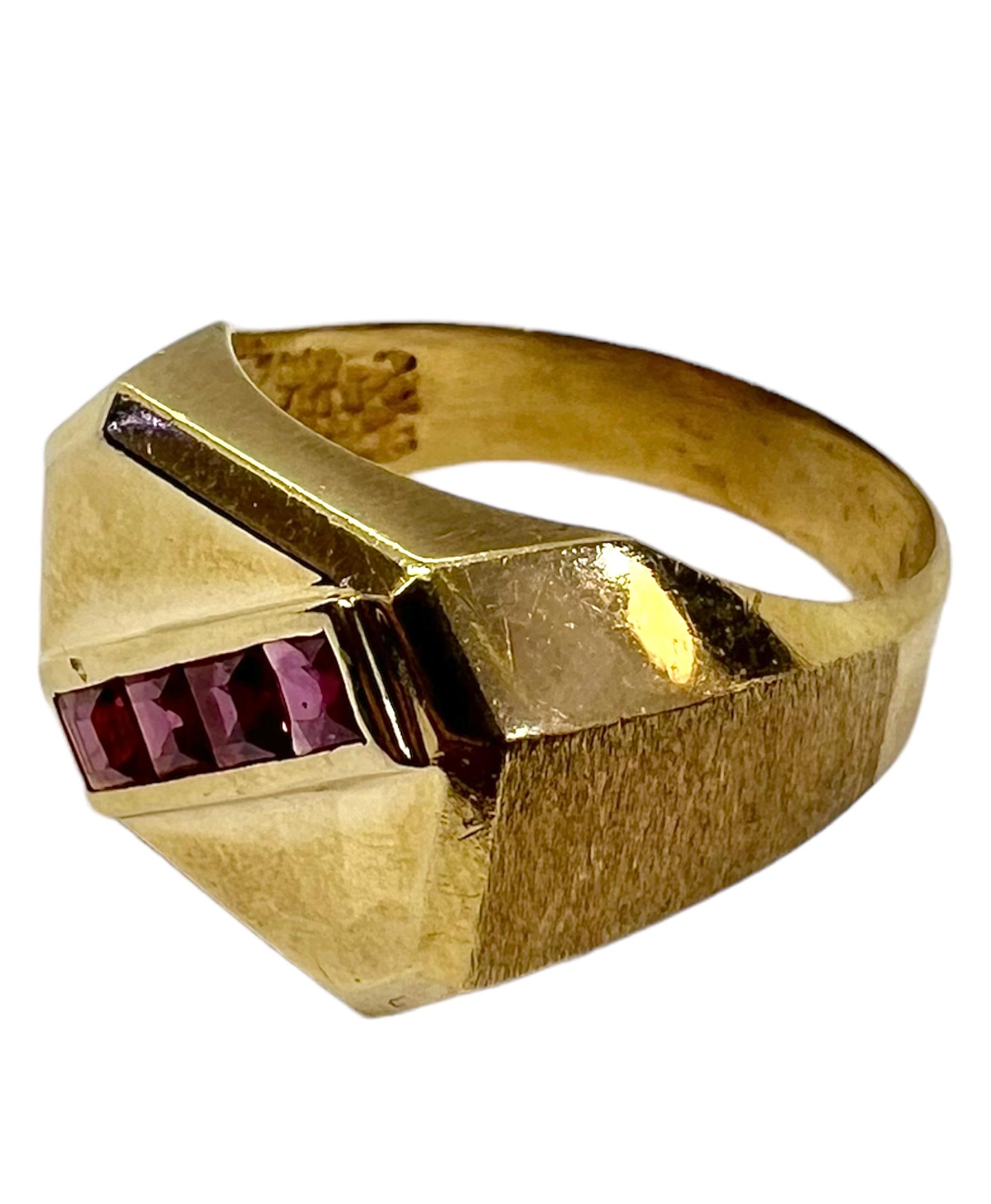 14K yellow gold ring with square cut rubies.

Sophia D by Joseph Dardashti LTD has been known worldwide for 35 years and are inspired by classic Art Deco design that merges with modern manufacturing techniques.