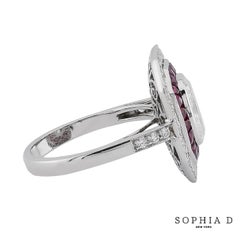 Sophia D. 1,51 Karat Diamant und Rubin Art Deco Stil Ring
