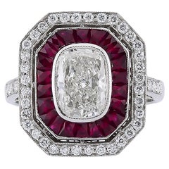 Sophia D. 1.51 Carat Diamond and Ruby Art Deco Style Ring