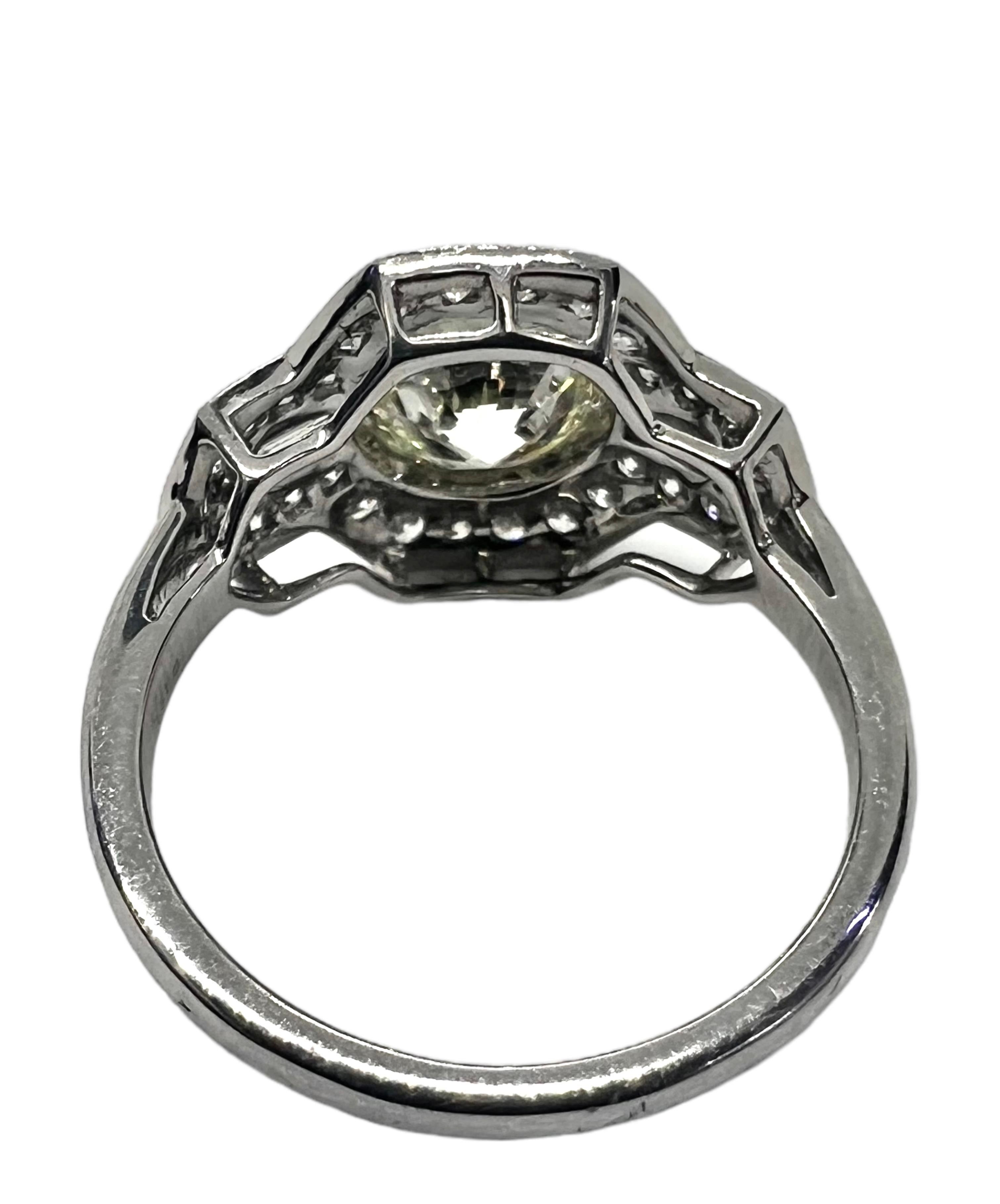 Round Cut Sophia D. 1.51 Carat Diamond Art Deco Ring For Sale