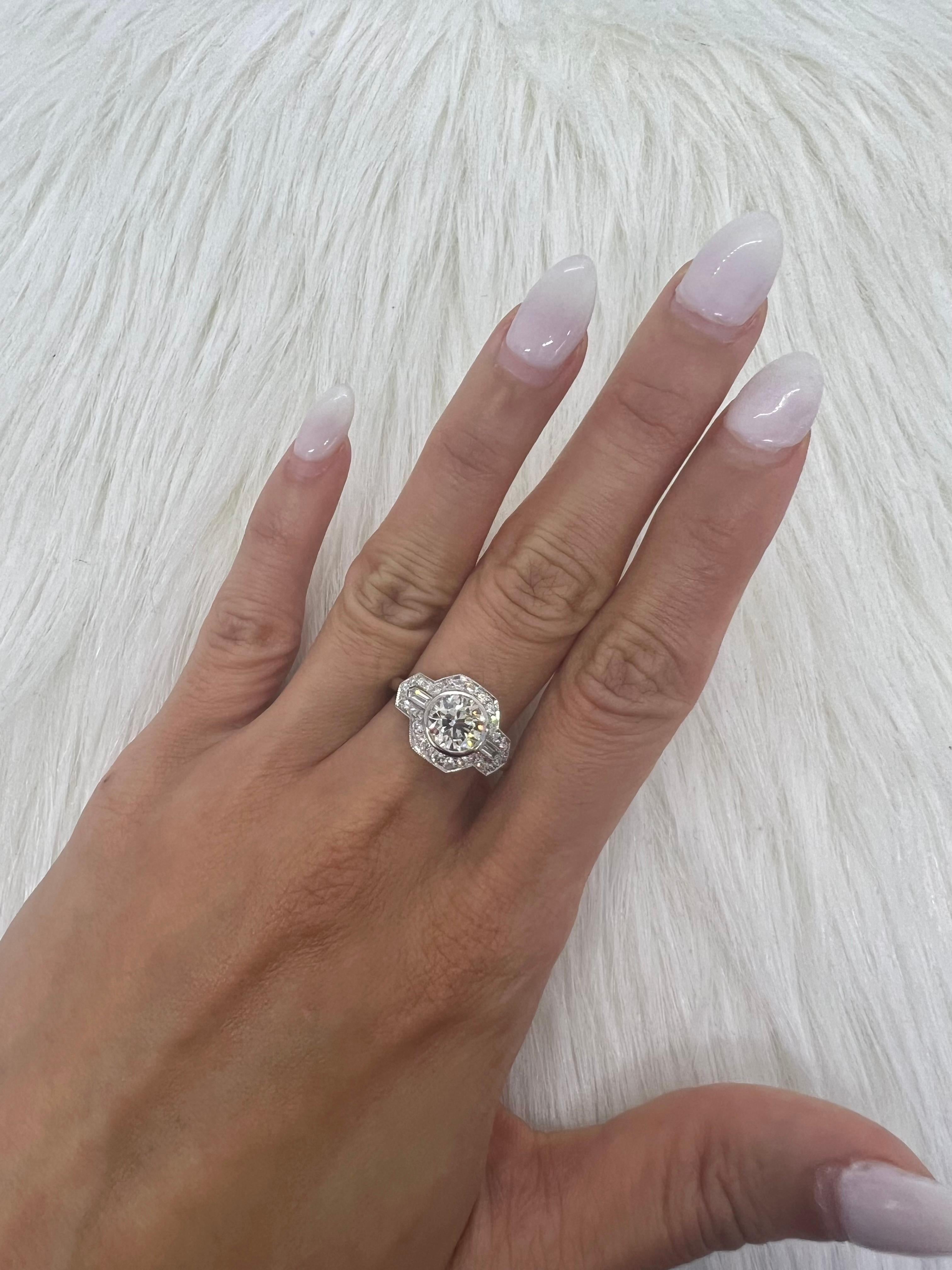 Women's or Men's Sophia D. 1.51 Carat Diamond Art Deco Ring For Sale
