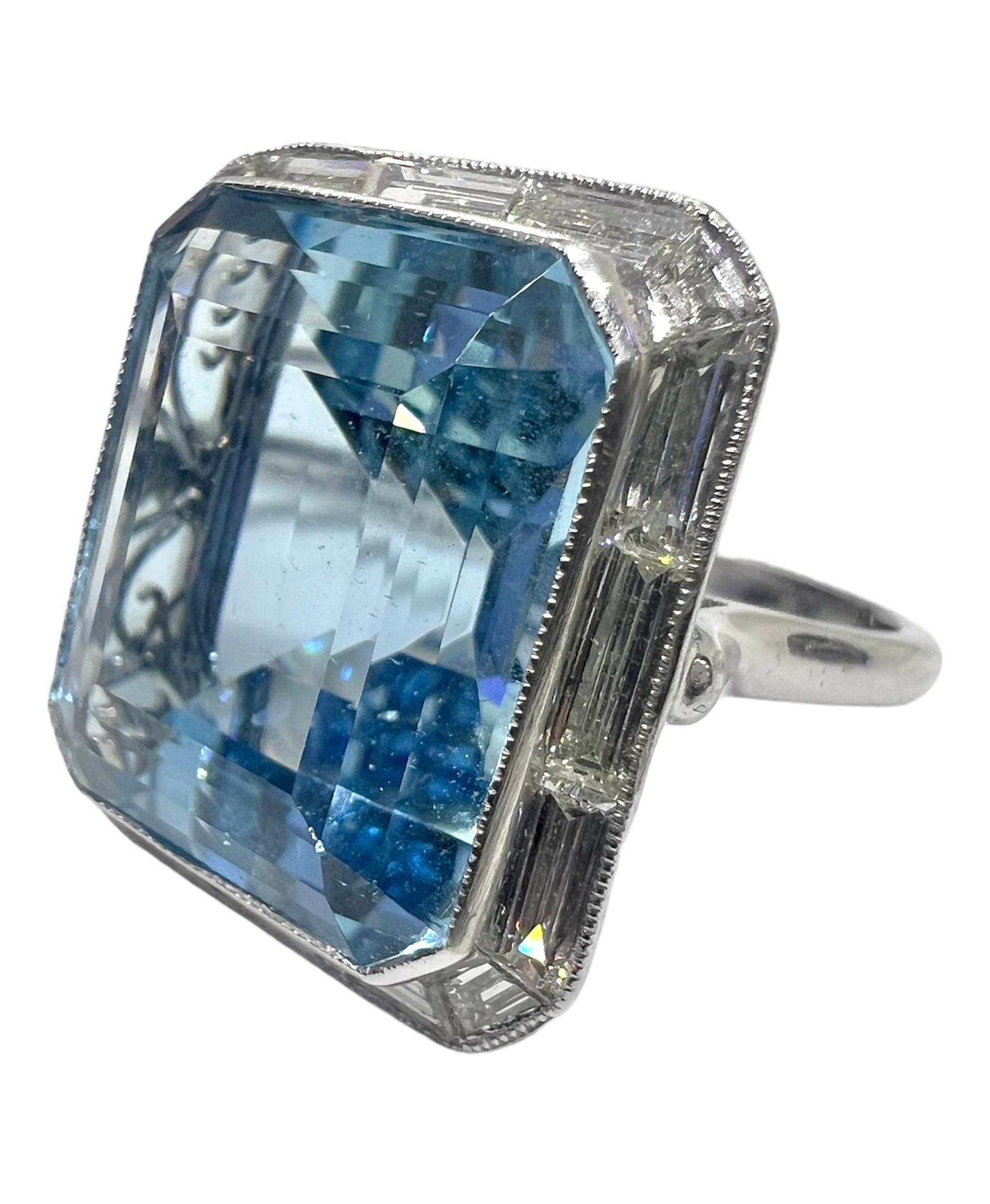Platinum ring with 16.25 carat aquamarine and 1.26 carat diamond.

Sophia D by Joseph Dardashti LTD has been known worldwide for 35 years and are inspired by classic Art Deco design that merges with modern manufacturing techniques.