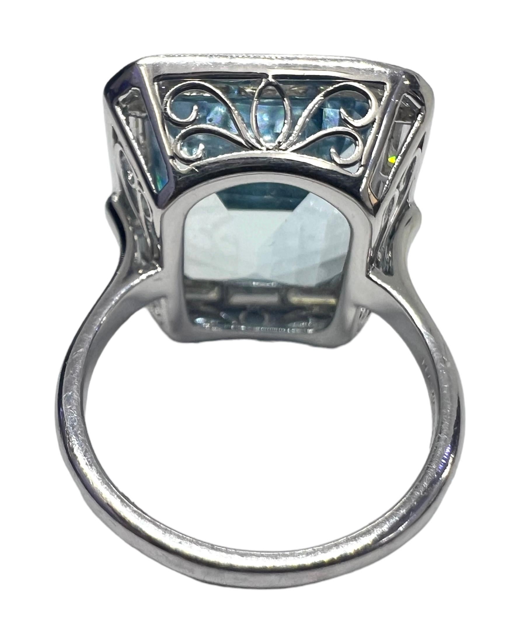 Art Deco Sophia D. 16.25 Carat Aquamarine Ring For Sale