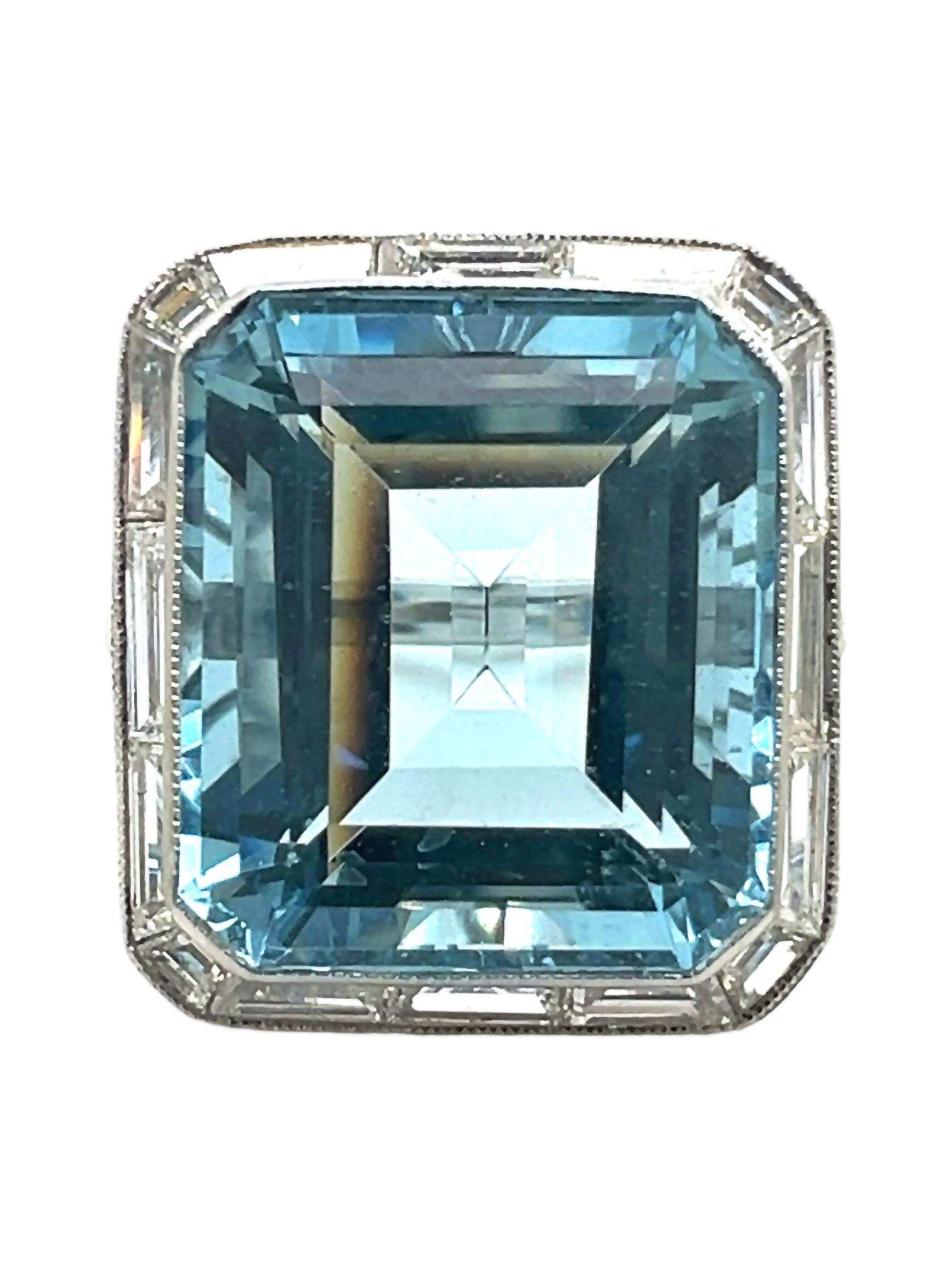 Art Deco Sophia D. 16.25 Carat Aquamarine Ring