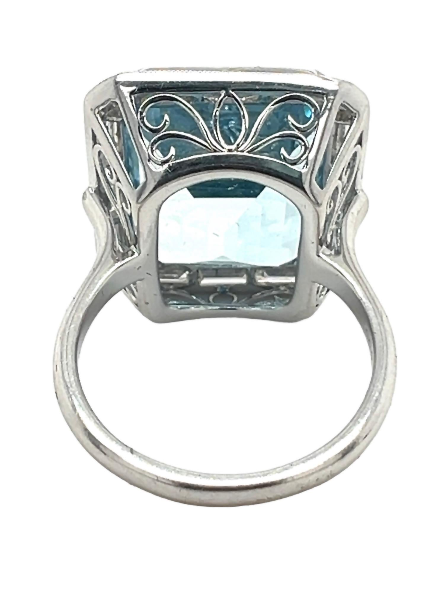 Emerald Cut Sophia D. 16.25 Carat Aquamarine Ring For Sale