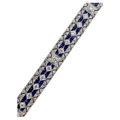 Sophia D. 17.90 Carat Blue Sapphire and Diamond Art Deco Bracelet