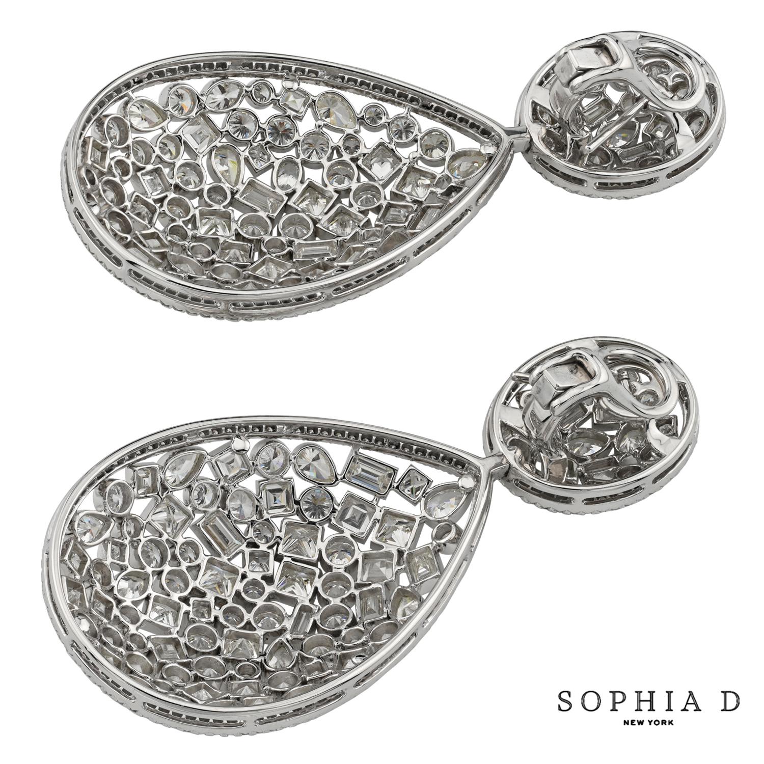 Round Cut Sophia D. 18.47 Carat Mixed Cut Diamond Earrings For Sale