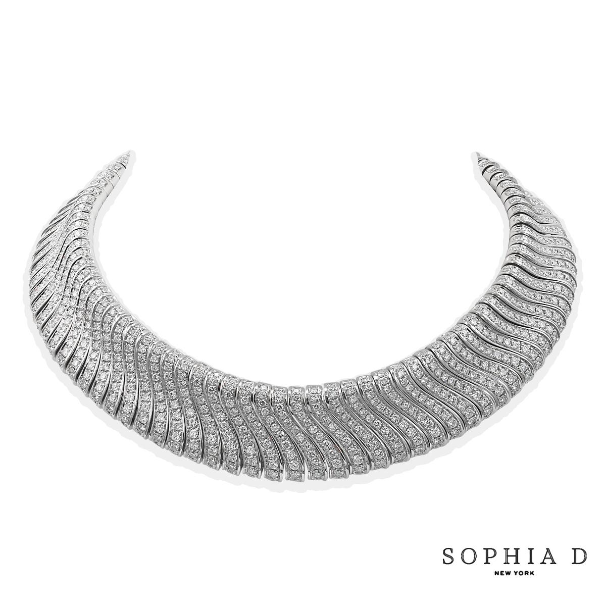 Sophia D. 18K White Gold 35 Carat Diamond Necklace In New Condition For Sale In New York, NY
