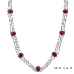 Sophia D. Halskette aus 18 Karat Weißgold mit Rubin im Ovalschliff und Diamanten