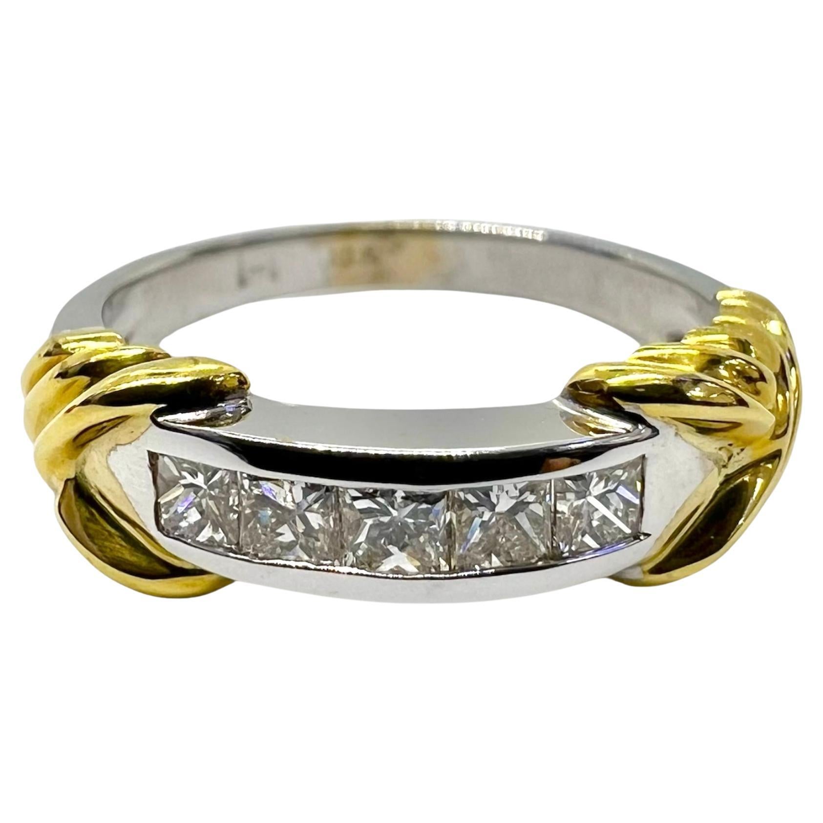 Sophia D. 18K Yellow and White Gold Diamond Ring For Sale
