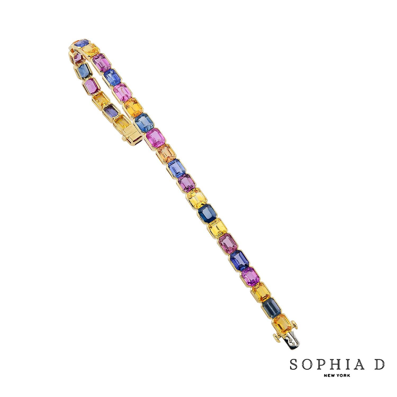 Sophia D. Bracelet en or jaune 18 carats avec saphirs multicolores 29,46 carats Neuf - En vente à New York, NY