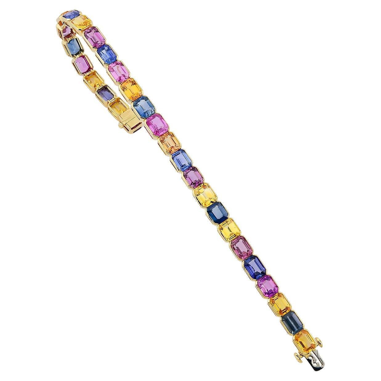 Sophia D. 18K Yellow Gold 29.46 Carat Multicolor Sapphire Bracelet