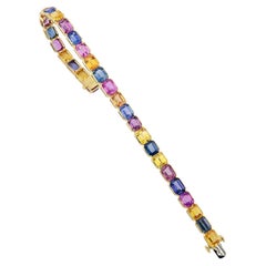 Sophia D. 18K Yellow Gold 29.46 Carat Multicolor Sapphire Bracelet