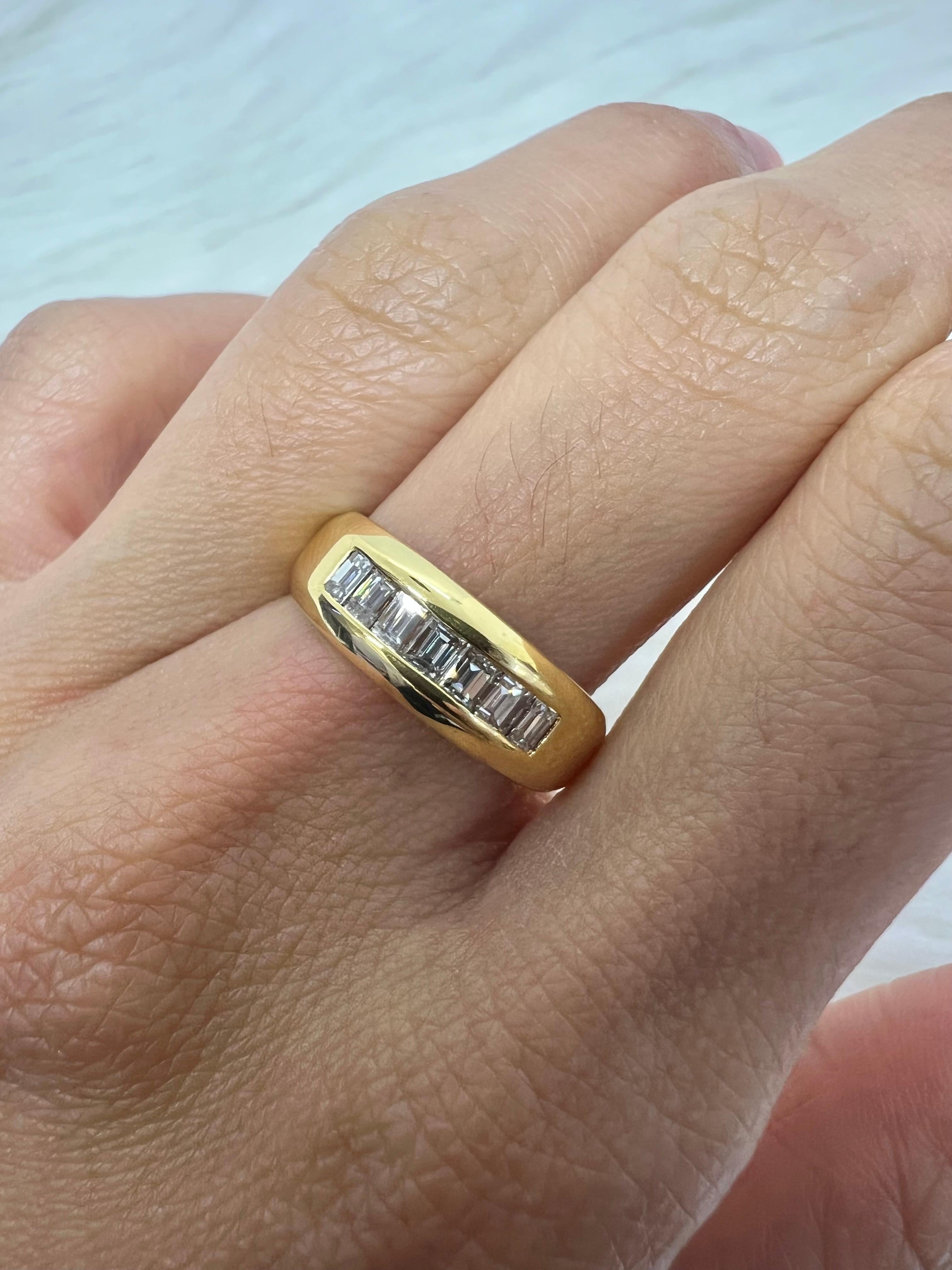 Emerald Cut Sophia D. 18K Yellow Gold Band Ring For Sale