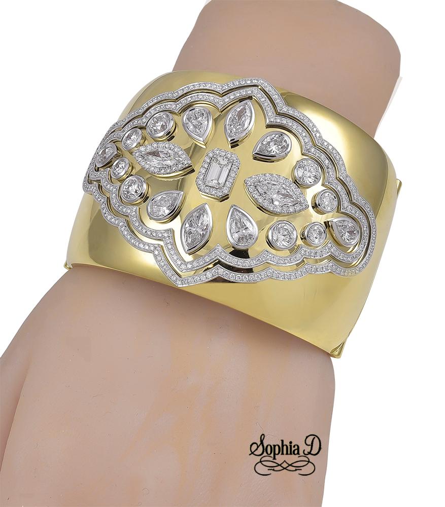 Taglio smeraldo Sophia D. Bracciale in oro giallo 18 carati con diamanti in vendita