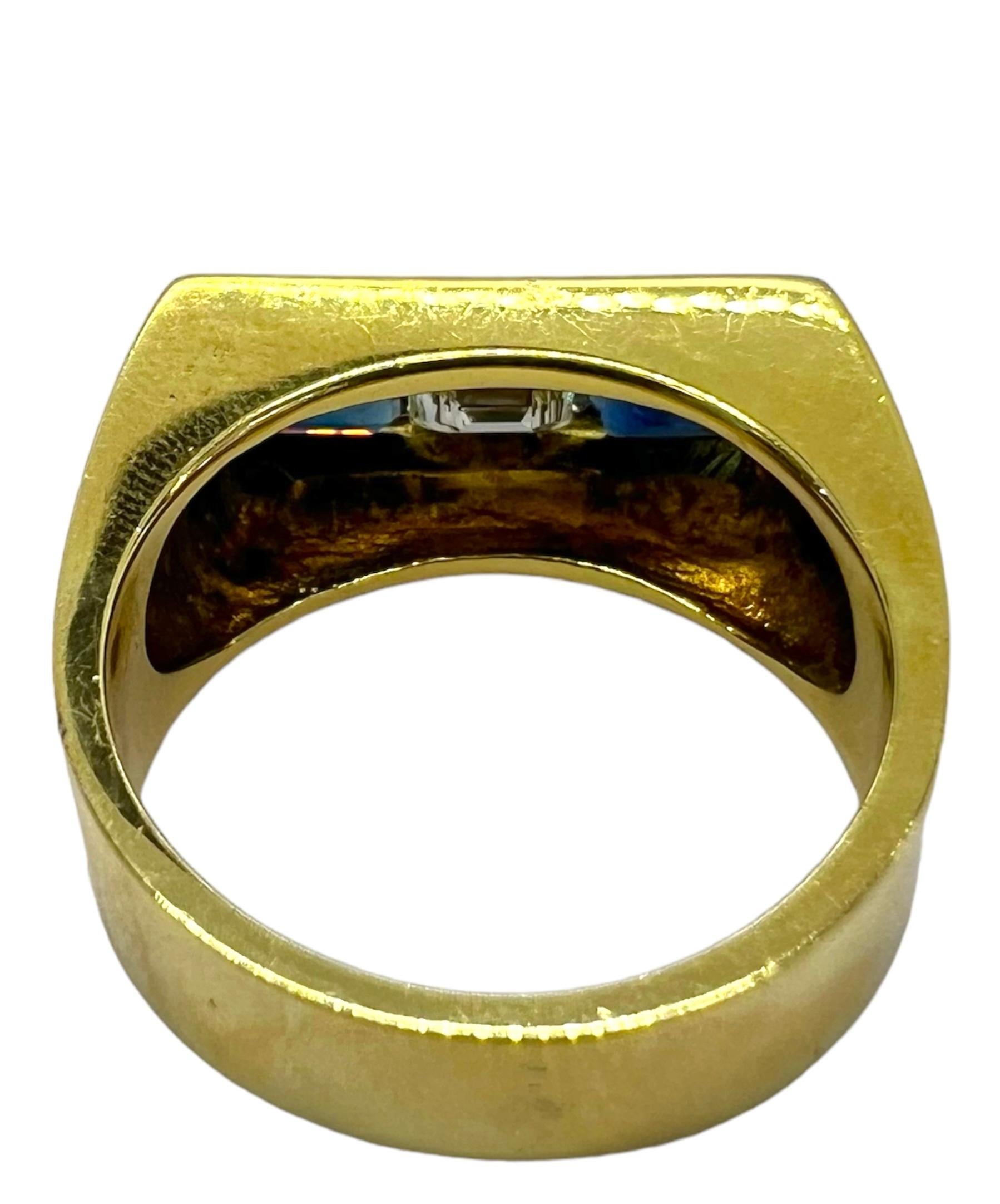 Sophia D. Ring aus 18 Karat Gelbgold mit blauem Saphir und Diamant (Art déco)