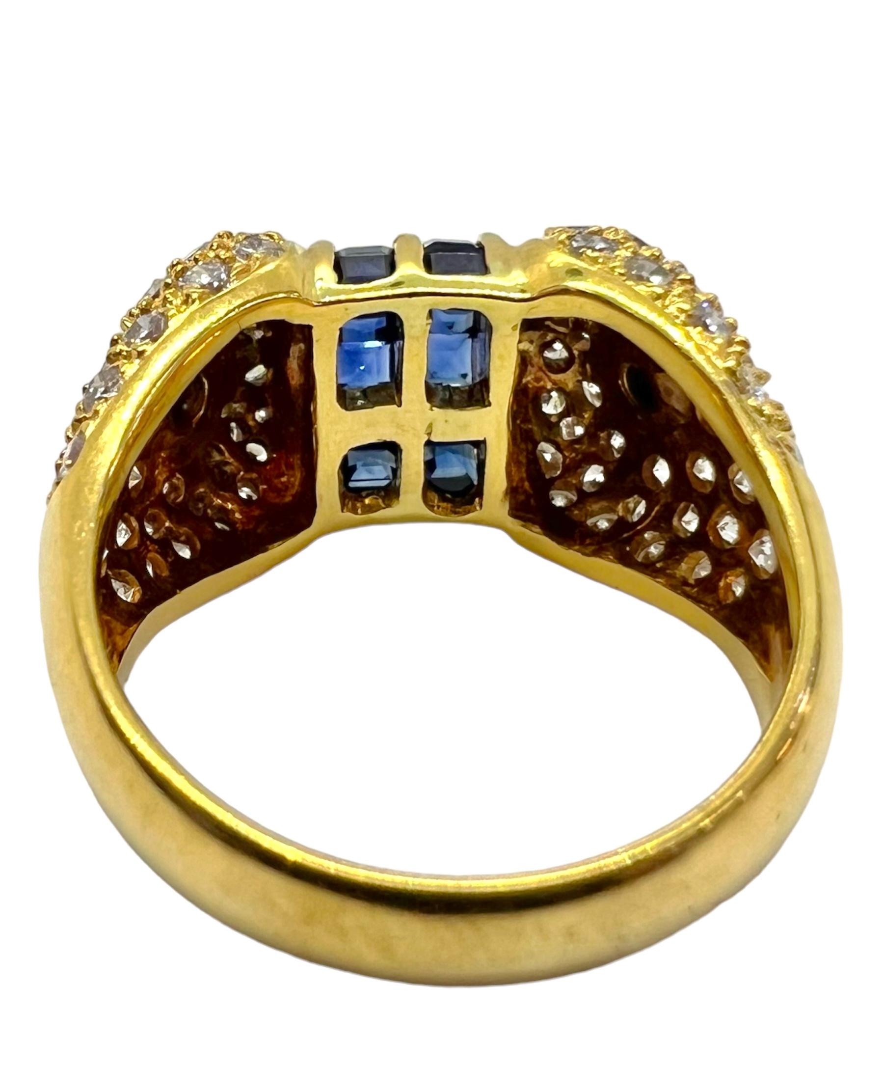 Modern Sophia D. 18K Yellow Gold Blue Sapphire and Diamond Ring For Sale