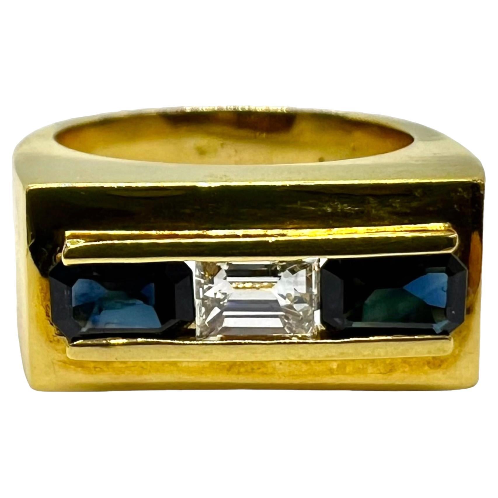 Sophia D. Ring aus 18 Karat Gelbgold mit blauem Saphir und Diamant
