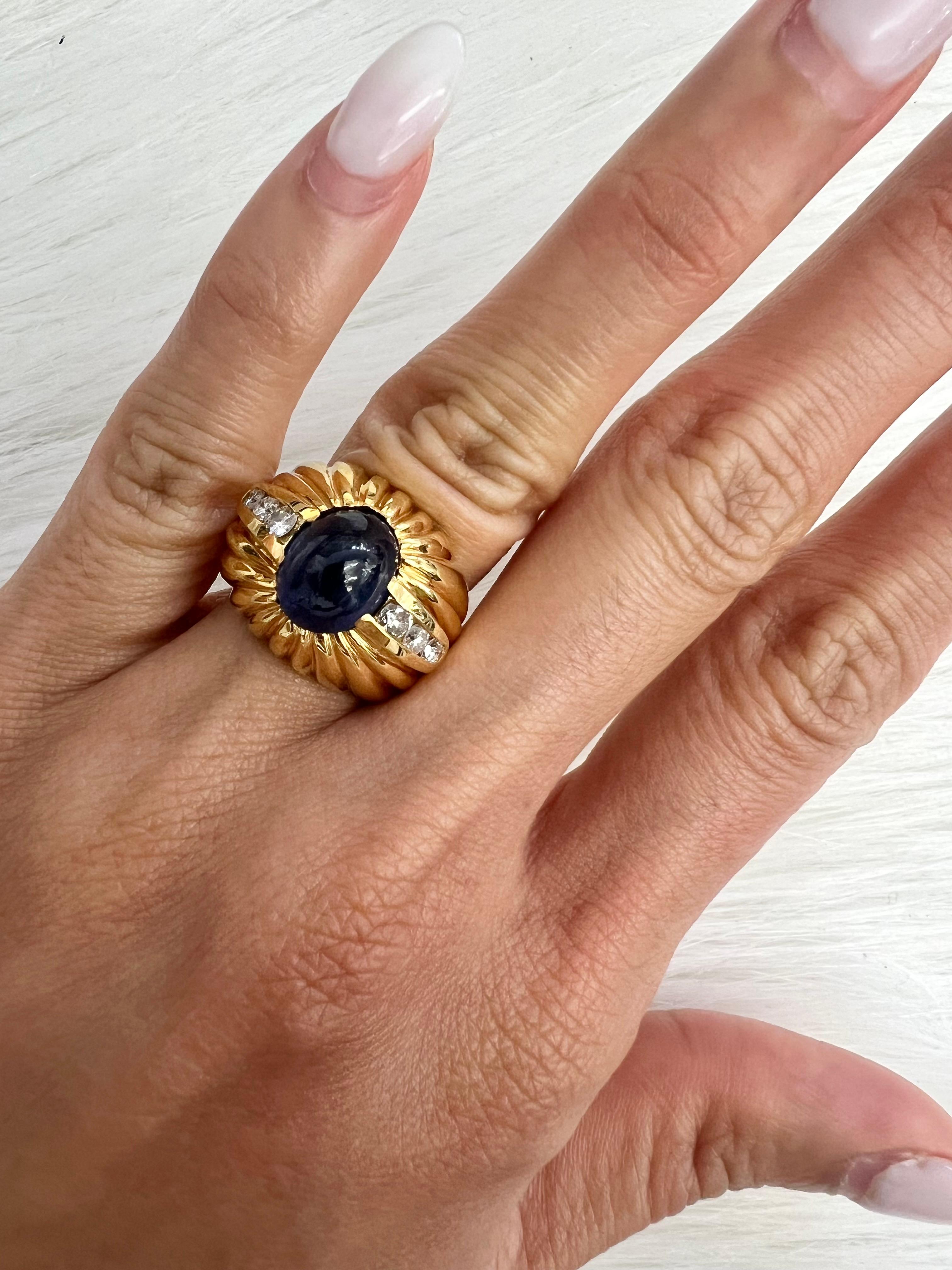 Sophia D. 18K Yellow Gold Blue Sapphire & Diamond Ring In New Condition For Sale In New York, NY