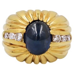 Bague Sophia D. en or jaune 18 carats, saphir bleu et diamants