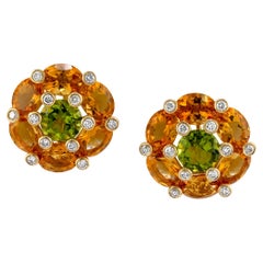 Sophia D. 18K Yellow Gold Citrine and Peridot Earrings